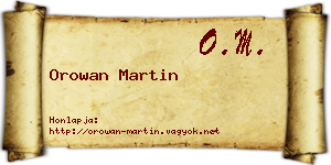 Orowan Martin névjegykártya